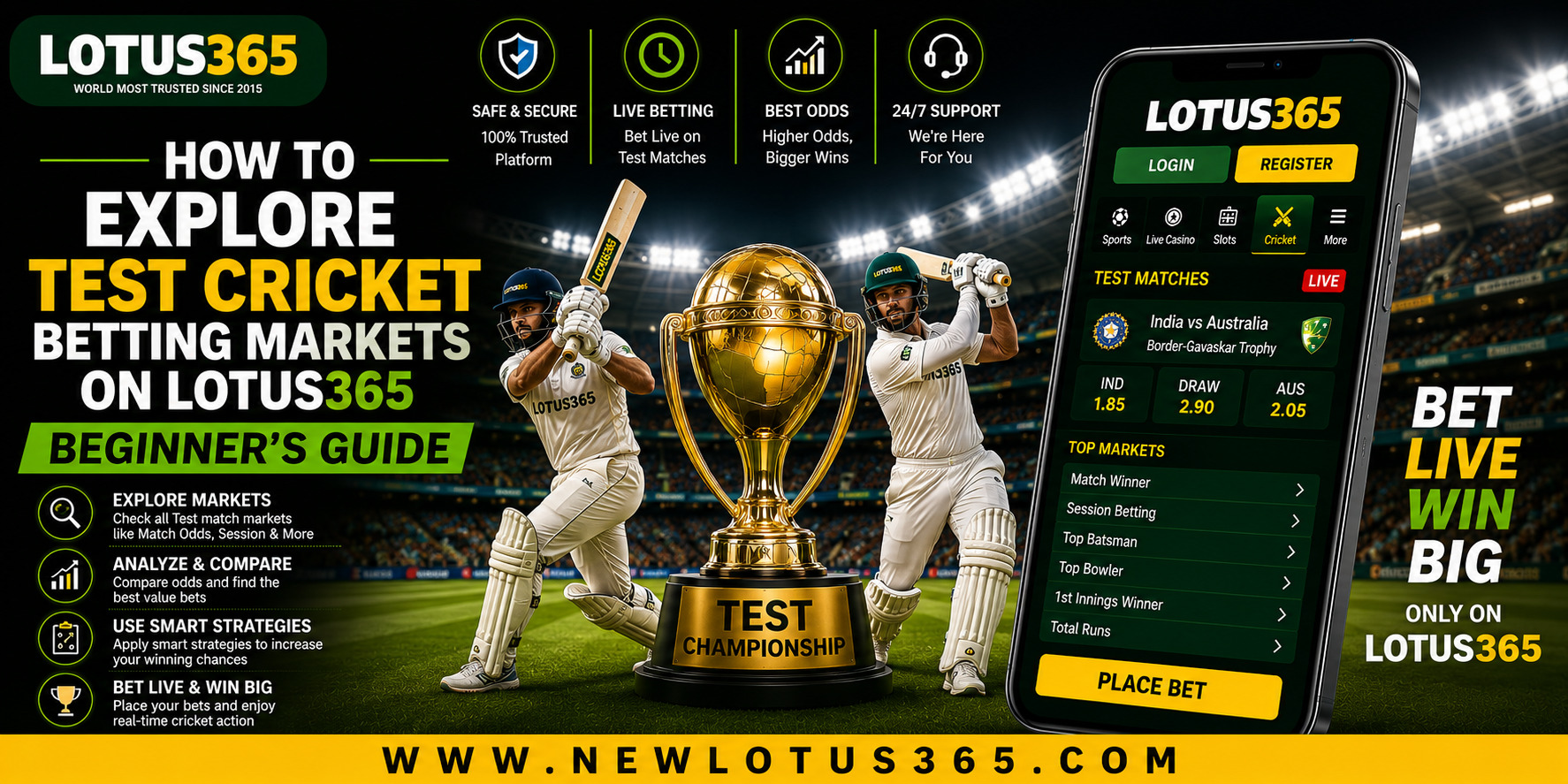 How to Explore Test Cricket Betting Markets on Lotus365: Beginner's Guide