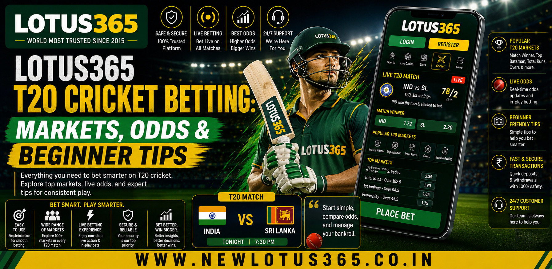 Lotus365 T20 Cricket Betting: Markets, Odds & Beginner Tips