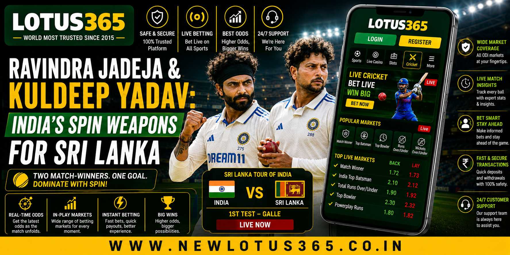 Ravindra Jadeja and Kuldeep Yadav: India’s Spin Weapons for Sri Lanka