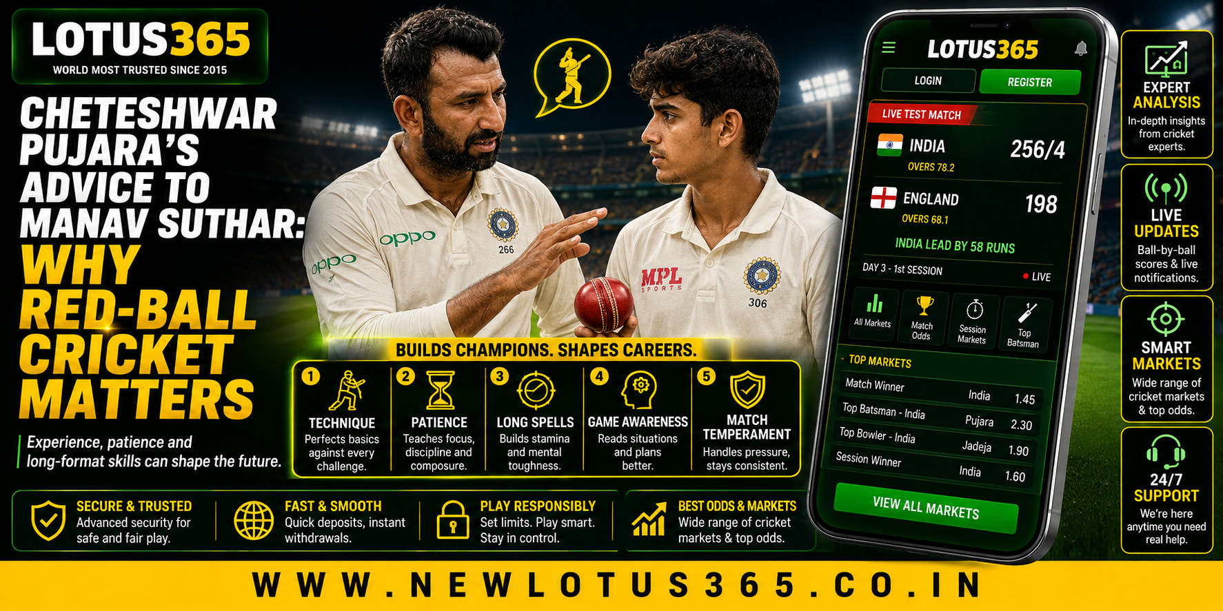 Cheteshwar Pujara’s Advice to Manav Suthar: Why Red-Ball Cricket Matters