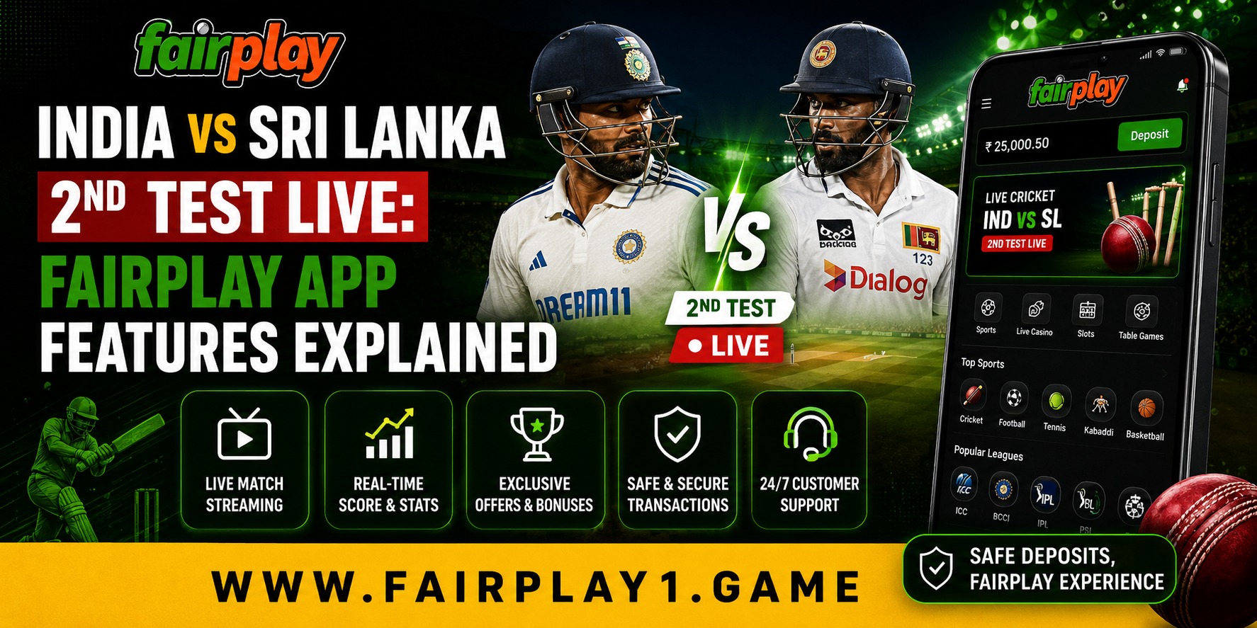 India vs Sri Lanka 2nd Test Live: Fairplay App Features Explained