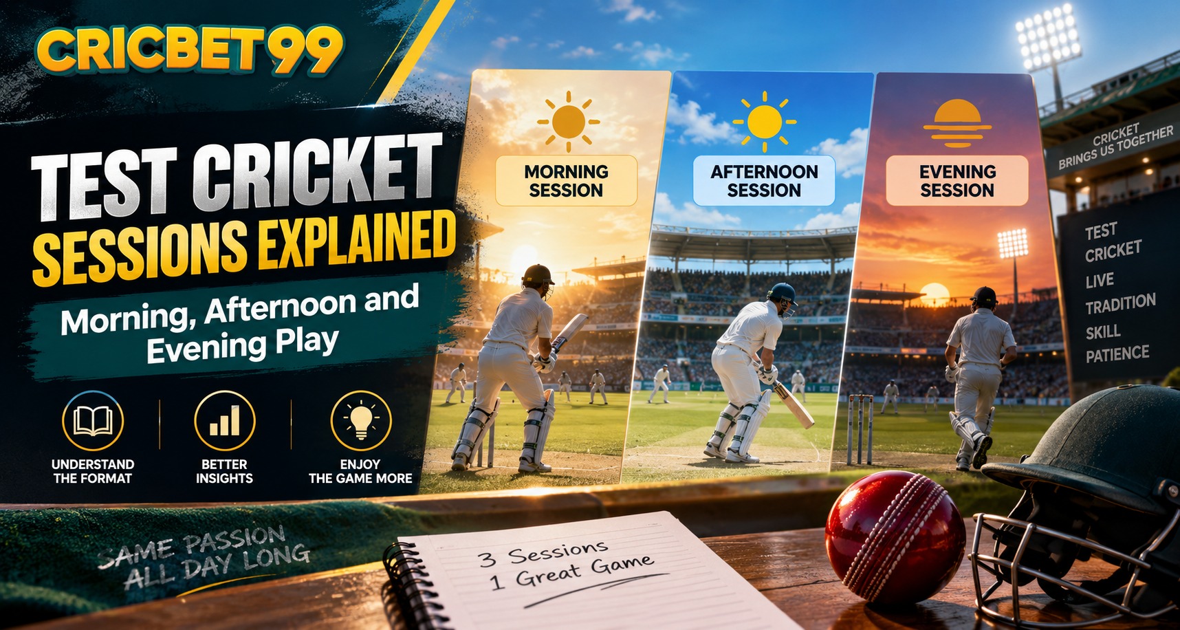 Cricbet99: Test Cricket Sessions Explained | Morning, Afternoon and Evening Play