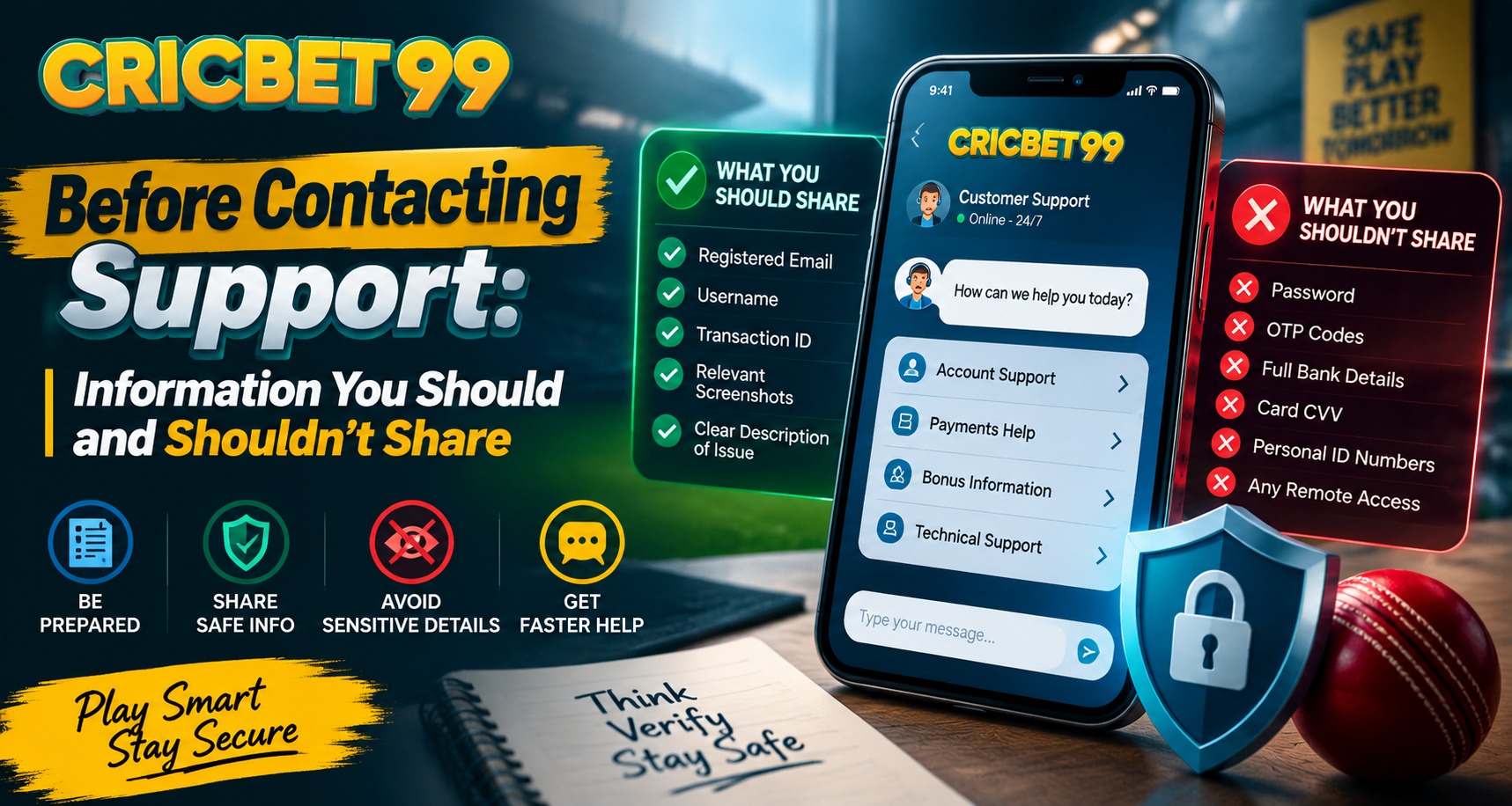 Before Contacting Support: Information You Should and Shouldn't Share | Cricbet99